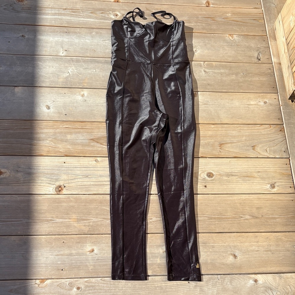 WeWoreWhat Shiny Black Jumpsuit